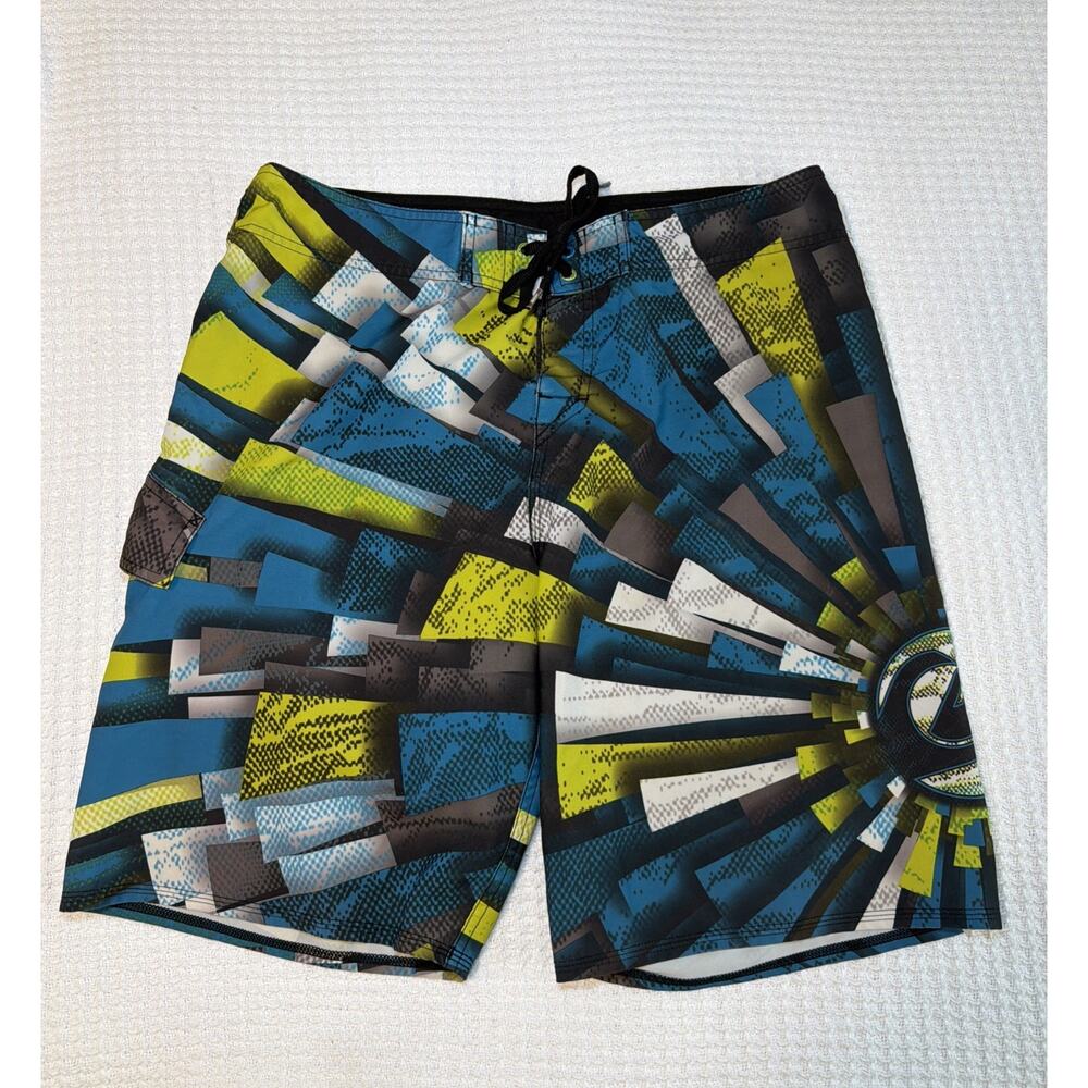 VTG Y2K Quicksilver Men’s Board Shorts Andy Iron Graphic Sz 36 Embroidered READ